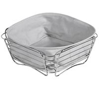 KESPER Corbeille à pain et à fruits - Corbeille métallique avec garniture en tissu gris - 26 x 26 x 11 cm - lavable & moderne - idéale pour le petit-déjeuner & la cuisine - 90881
