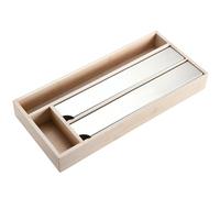 Kesper Distributeur de film alimentaire à 4 compartiments 42 x 19 x 5 cm - En bambou marron argenté - Organisateur de coupe-film alimentaire pour tiroir