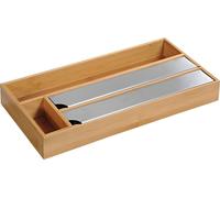 KESPER Distributeur de film plastique Bambou- 42x19x5,4cm - Organisateur à 4 compartiments, film aluminium, film alimentaire & papier sulfurisé - avec rabats à déchirer - Ustensiles de cuisine 5804113