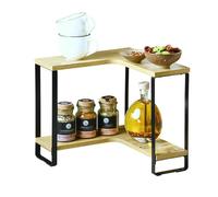 Kesper | Étagère d'angle de Cuisine à 2 Niveaux, matériau: Panneau de Fibres, métal, Dimensions: l 30 x H 28 x P 30 cm, Couleur : Naturel, Noir | 27832