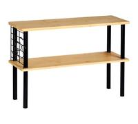 Kesper | Étagère de Cuisine, Matériel: Bambou, Métal, Dimension: 55x20x38cm, 2 étagères, Grille métallique avec 3 Crochets, Couleur: Noir-Naturel | 58809