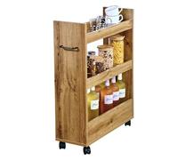 Kesper | Étagère de niche enroulable, 3 étagères, chêne Sonoma, avec roulettes pivotantes Matériau : panneau de particules, Dimensions: 60 x 22 x 78 cm, Couleur: marron - décor chêne Sonoma | 24859 13