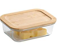 KESPER FSC Boîte de conservation en verre avec couvercle en bambou 20 x 14,5 x 7 cm