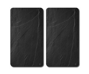 Kesper Juypal_365232 Lot de 2 assiettes à découper en verre Motif ardoise Gris 52 x 30 x 0,8 cm