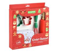 KESPER Kit de pâtisserie pour enfants 5 pièces - Rouleau à pâtisserie, fouet, 2 emporte-pièces et boîte à biscuits | Kit de pâtisserie de Noël pour enfants, robuste et adapté aux enfants | 69128