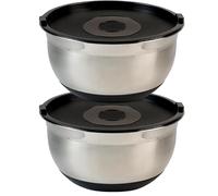 Kesper | Lot de 2 bols mélangeurs avec couvercle, acier inoxydable, Ø 26 cm, 4,5 l | 90826