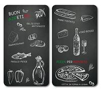 Kesper | Lot de 2 Planches à découper Multi-Verre, matériau: Verre, Dimensions: 52 x 30 x 0,5 cm, Motif : Ristorante, Couleur: Noir | 36538 13