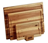 KESPER | Lot de 3 planches à découper avec support, matériau : acacia, dimensions : 40 x 30 x 1,5 cm, couleur : marron | 28130