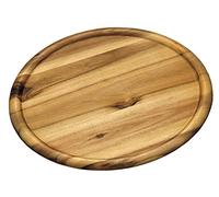 Kesper Lot de 6 assiettes à pizza en bois d'acacia, Ø 32 x 2 cm, avec gouttière à jus, certifié FSC, plateau à pain, plateau de service en bois
