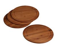 Kesper Lot de 4 assiettes à dîner avec rainure de jus en bambou, Ø 26 cm