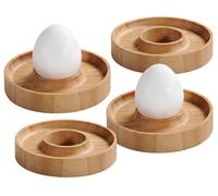 KESPER | Lot de 4 coquetiers, matériau : bambou, dimensions : Ø 10 cm, hauteur : 2 cm, couleur : marron | 58165