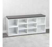 Kesper Meuble à Chaussures avec Coussin d'assise, laqué Blanc, Compartiments séparables, Panneaux de Particules certifiés FSC, 103,5 x 48 x 29,5 cm, 9230713