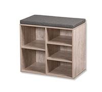 Kesper Meuble à Chaussures avec Coussin d'assise, matériau : Panneau de Fibres, Dimensions : l 51,5 x H 48 x L 29,5 cm, Couleur : Blanc cérusé 15911