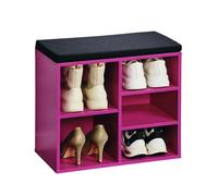 Kesper | Meuble à chaussures avec coussin d'assise, matériau: panneau de fibres, dimensions: L51,5 x H48 cm x L29,5 cm, couleur: rose, noir | 15964