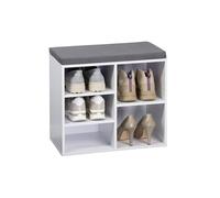 Kesper | Meuble à Chaussures avec Coussin d'assise, matériau: Panneau de Fibres, Dimensions: L51,5 x H48 cm x L29,5 cm, Couleur: Blanc, Gris | 15905