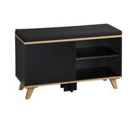 Kesper | Meuble à Chaussures avec Coussin d'assise, matériau: Panneau de Particules, 4 Compartiments & Porte coulissante, Dimensions: 77 x 30 x 48 cm, Couleur: Noir | 1594313