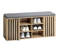 Kesper | Meuble à Chaussures avec Coussin d'assise, matériau: Panneau de Particules certifié FSC®, Dimensions: l:103 x h:48 x p:30,5 cm, Couleur : Aspect chêne Sonoma, Gris | 1594713