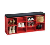 Kesper Meuble à Chaussures avec Coussin d'assise, matériau : Panneau de Particules, Fini, Dimensions : l 103,5 x H 48 x P 29,5 cm, Couleur : Rouge, Noir 15983 13