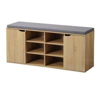 KESPER Meuble à Chaussures en Bois avec Coussin + Placards - Beige - L 100 X H 48 Cm