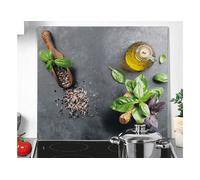 Kesper multi-coupe verre/plaque de recouvrement Basil 56x50x1,4cm, gris/vert/brun