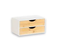 KESPER | Organiseur avec 2 tiroirs, matériau: panneaux de particules certifiés FSC® & bambou, dimensions: 27 x 16 x 14 cm, couleur: blanc, naturel | 58962