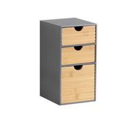KESPER | Organiseur avec 3 tiroirs, matériau: panneaux de particules certifiés FSC® & bambou, dimensions: 14 x 16 x 27 cm, couleur: gris, naturel | 58965