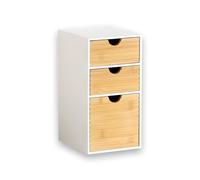 KESPER | Organiseur avec 3 tiroirs, matériau: panneaux de particules certifiés FSC® & bambou, dimensions: 14 x 16 x 27 cm, couleur: blanc, naturel | 58964