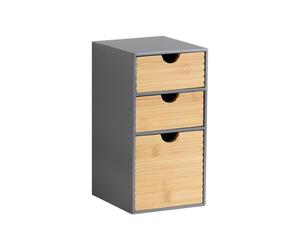 KESPER | Organiseur avec 3 tiroirs, matériau: panneaux de particules certifiés FSC® & bambou, dimensions: 14 x 16 x 27 cm, couleur: gris, naturel | 58965