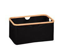 KESPER Panier de rangement Panier à linge - structure en bambou FSC® & polyester recyclé - pliable, noir - 54 x 37 x 26 cm - avec ouvertures pour poignées - 19436