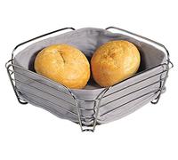 KESPER Panière à Pain - Corbeille en Tissu et Métal - Élégant - 25 x 25 x 10 cm - Gris
