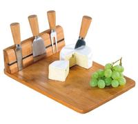 Kesper | Planche à découper à fromage avec couverts, matériau : bambou, acier inoxydable, dimensions : 30 x 20 x 8 cm, couleur : blanc | 58641 13