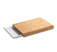 KESPER Planche à découper en bambou avec bac de récupération blanc - extractible latéralement - 38 x 25 x 3,5 cm - hygiénique & pratique - Modèle 58352