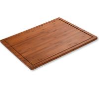 KESPER Plaque à découper & de recouvrement, plaque de recouvrement pour cuisinière - bambou foncé, avec rainure à jus & pieds, 56x50x3,1 cm, , 5959913