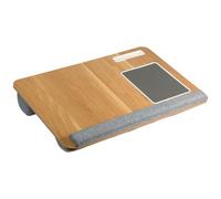 KESPER | Plateau à Genoux pour Ordinateur Portable avec Coussin et Tapis de Souris, Matériel: Panneau MDF certifié FSC®, Dimensions: 54,5 x 35,5 x 9,5 cm, Couleur: Naturel, Gris | 77623