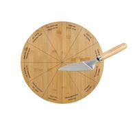 Kesper | Plateau tournant avec pelle à tarte, matériau : bambou, acier inoxydable, dimensions : 35 x 35 x 5,5 cm, couleur : marron, argent | 58448