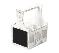 Kesper | Porte-sauce et couverts avec tableau d'écriture/organisateur de table, matériau: contreplaqué, dimensions : 20,2 x 16 x 26 cm, couleur : blanc | 66276