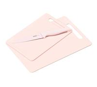 KESPER | Set de planches à découper avec couteau, matériau : plastique (PE), dimensions des planches : 29 x 19,5 x 0,5 cm, 24 x 15 x 0,5 cm, couleur : rose | 30492
