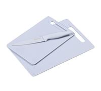 KESPER | Set de planches à découper avec couteau, matériau : plastique (PE), dimensions des planches : 29 x 19,5 x 0,5 cm, 24 x 15 x 0,5 cm, couleur : bleu clair | 30491