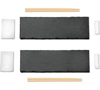 KESPER Sushi Set 8 pcs. - Plateaux en ardoise, coupes à dips, baguettes & support - servir avec style - Article 38142 , Plateau de service