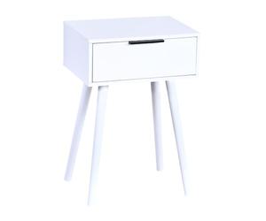 Kesper | Table de Chevet, matériau: Panneau de Fibres certifié FSC, Dimensions: 40x30x59cm, Couleur: Blanc | 15970