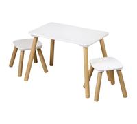 Kesper | Table Enfant avec 2 chaises, Panneau de Fibres certifié FSC & Bois de pin, Dimensions de la Table: 58 x 38 x 43,5 cm, Dimensions des chaises: 24 x 24 x 25 cm, Couleur: Blanc | 1770713