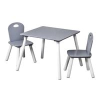 Kesper | Table pour Enfants avec 2 chaises, matériau: Panneau de Fibres, Dimensions: 55x55x45cm, Couleur: Blanc, Gris | 17732 13