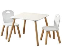Kesper | Table pour enfant avec 2 chaises, matériau : panneau de fibres, dimensions : 55 x 55 x 45 cm, couleur : blanc | 17712 13