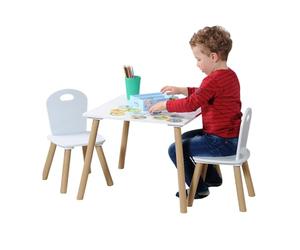 Kesper | Table pour enfant avec 2 chaises, matériau : panneau de fibres, dimensions : 55 x 55 x 45 cm, couleur : blanc | 17712 13