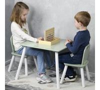 Kesper | Table pour Enfants avec 2 chaises, matériau: Panneau de Fibres, Dimensions: 55 x 55 x 45 cm, Couleur: Blanc, Vert Sauge | 17733 13