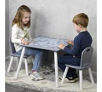 Kesper | Table pour Enfants avec 2 chaises, matériau: Panneau de Fibres, Dimensions: 55x55x45cm, Couleur: Blanc, Gris | 17732 13