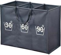 KESPER Trieur à linge triple - gris - 74 x 36 x 59,5 cm - en polyester (PES) - avec poignées - pour le tri du linge & l'ordre - panier à linge - 89170