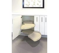 Kesseböhmer Lemans II Extracteur Meuble d'angle avec 2 tablettes pivotantes à Droite Largeur des Ailes Acier/MDF doré satiné, Bois d'ingénierie allié, Or Soie, Breite 600 mm