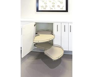 Kesseböhmer Lemans II Extracteur Meuble d'angle avec 2 tablettes pivotantes à Droite Largeur des Ailes Acier/MDF doré satiné, Bois d'ingénierie allié, Or Soie, Breite 600 mm