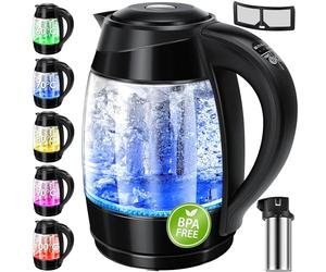 KESSER® 1,8L Bouilloire en acier inoxydable avec filtre à thé et filtre anticalcaire | Bouilloire avec éclairage LED - Couleur en fonction du choix de température 60, 70, 80, 90, 100 °C